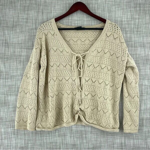 Mark Shale Womens Size S long sleeve Front lace loose knit sweater 1691